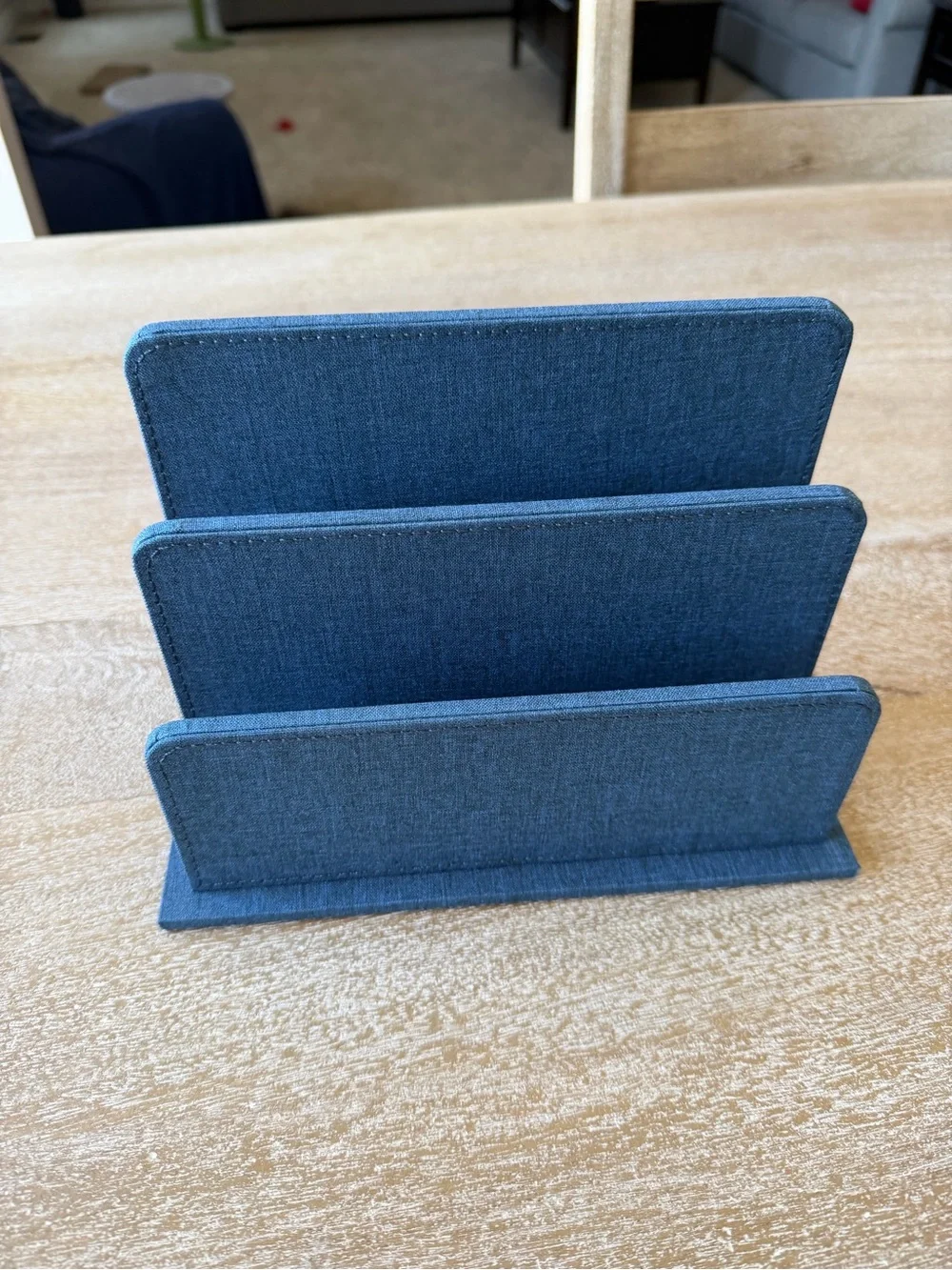 Martha Stewart 2-Compartment Blue Linen File Sorter